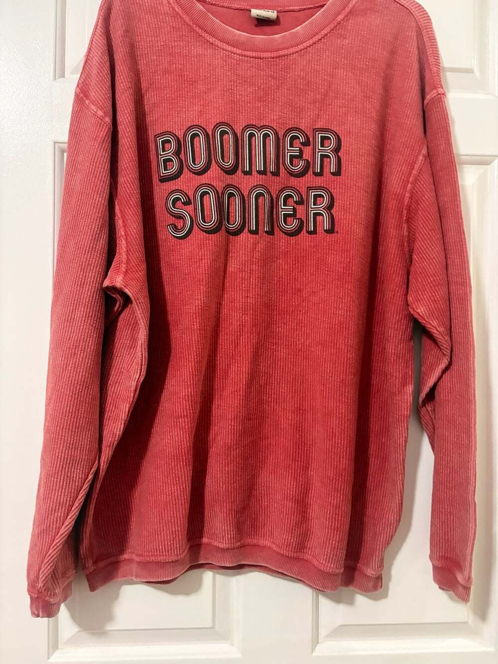chicka-d Oklahoma Sooners Corded Crew Sweatshirt Size M Red